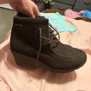BearPaw Dark Brown Suede Heeled Boots
